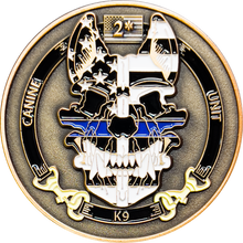 Load image into Gallery viewer, GL11-004 CBP Officer Canine Enforcement K9 Thin Blue Line Challenge Coin Field Operations OFO
