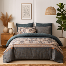 Load image into Gallery viewer, Tache Rustic Paisley Mandala Palace Floral Watercolor Dark Teal Duvet Cover (KF174)