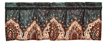 Load image into Gallery viewer, Tache Rustic Paisley Mandala Palace Floral Watercolor Orange Dark Teal Window Valance (KF174)