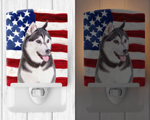 Load image into Gallery viewer, USA American Flag with Alaskan Malamute Ceramic Night Light KJ1154CNL