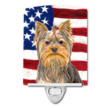Load image into Gallery viewer, USA American Flag with Yorkie / Yorkshire Terrier Ceramic Night Light KJ1156CNL