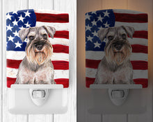 Load image into Gallery viewer, USA American Flag with Schnauzer Ceramic Night Light KJ1158CNL