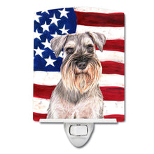 Load image into Gallery viewer, USA American Flag with Schnauzer Ceramic Night Light KJ1158CNL