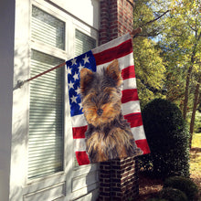 Load image into Gallery viewer, USA American Flag with Yorkie Puppy / Yorkshire Terrier Flag Canvas House Size KJ1160CHF