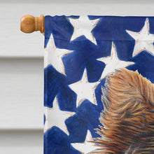 Load image into Gallery viewer, USA American Flag with Yorkie Puppy / Yorkshire Terrier Flag Canvas House Size KJ1160CHF