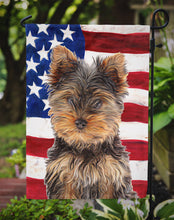 Load image into Gallery viewer, USA American Flag with Yorkie Puppy / Yorkshire Terrier Garden Flag – Decorative Outdoor Yard Flag KJ1160GF