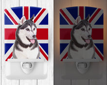 Load image into Gallery viewer, Alaskan Malamute with English Union Jack British Flag Ceramic Night Light KJ1161CNL