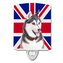 Load image into Gallery viewer, Alaskan Malamute with English Union Jack British Flag Ceramic Night Light KJ1161CNL