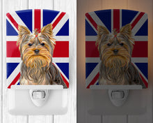 Load image into Gallery viewer, Yorkie / Yorkshire Terrier with English Union Jack British Flag Ceramic Night Light KJ1163CNL