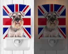 Load image into Gallery viewer, Schnauzer with English Union Jack British Flag Ceramic Night Light KJ1165CNL