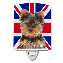 Load image into Gallery viewer, Yorkie Puppy / Yorkshire Terrier with English Union Jack British Flag Ceramic Night Light KJ1167CNL