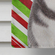 Load image into Gallery viewer, Candy Cane Holiday Christmas Alaskan Malamute Flag Canvas House Size KJ1168CHF
