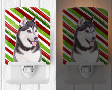 Load image into Gallery viewer, Candy Cane Holiday Christmas Alaskan Malamute Ceramic Night Light KJ1168CNL