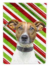 Load image into Gallery viewer, Candy Cane Holiday Christmas Jack Russell Terrier Flag Canvas House Size KJ1169CHF