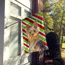 Load image into Gallery viewer, Candy Cane Holiday Christmas Yorkie / Yorkshire Terrier Flag Canvas House Size KJ1170CHF