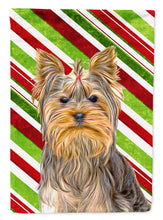 Load image into Gallery viewer, Candy Cane Holiday Christmas Yorkie / Yorkshire Terrier Flag Canvas House Size KJ1170CHF
