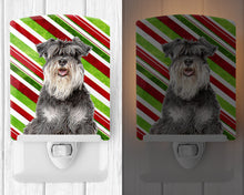 Load image into Gallery viewer, Candy Cane Holiday Christmas Schnauzer Ceramic Night Light KJ1171CNL