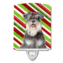 Load image into Gallery viewer, Candy Cane Holiday Christmas Schnauzer Ceramic Night Light KJ1171CNL