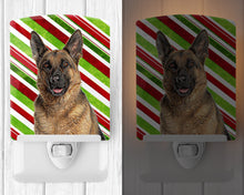 Load image into Gallery viewer, Candy Cane Holiday Christmas German Shepherd Ceramic Night Light KJ1173CNL