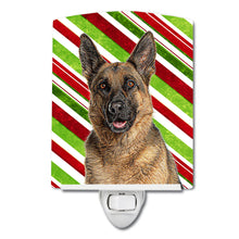 Load image into Gallery viewer, Candy Cane Holiday Christmas German Shepherd Ceramic Night Light KJ1173CNL