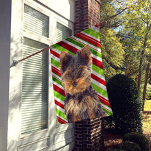 Load image into Gallery viewer, Candy Cane Holiday Christmas Yorkie Puppy / Yorkshire Terrier Flag Canvas House Size KJ1174CHF