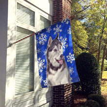 Load image into Gallery viewer, Winter Snowflakes Holiday Alaskan Malamute Flag Canvas House Size KJ1175CHF