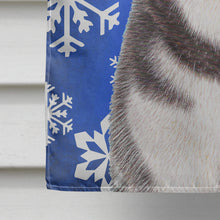 Load image into Gallery viewer, Winter Snowflakes Holiday Alaskan Malamute Flag Canvas House Size KJ1175CHF