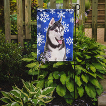 Load image into Gallery viewer, Winter Snowflakes Holiday Alaskan Malamute Garden Flag – Decorative Outdoor Yard Flag KJ1175GF