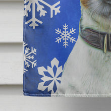 Load image into Gallery viewer, Winter Snowflakes Holiday Jack Russell Terrier Flag Canvas House Size KJ1176CHF