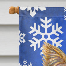 Load image into Gallery viewer, Winter Snowflakes Holiday Yorkie / Yorkshire Terrier Flag Canvas House Size KJ1177CHF