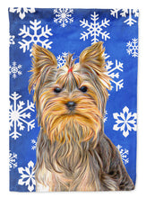 Load image into Gallery viewer, Winter Snowflakes Holiday Yorkie / Yorkshire Terrier Garden Flag – Decorative Outdoor Yard Flag KJ1177GF
