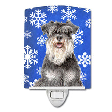 Load image into Gallery viewer, Winter Snowflakes Holiday Schnauzer Ceramic Night Light KJ1178CNL