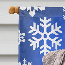 Load image into Gallery viewer, Winter Snowflakes Holiday Schnauzer Flag Canvas House Size KJ1179CHF
