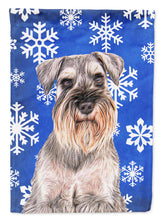 Load image into Gallery viewer, Winter Snowflakes Holiday Schnauzer Flag Canvas House Size KJ1179CHF