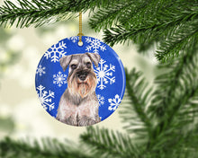 Load image into Gallery viewer, Winter Snowflakes Holiday Schnauzer Ceramic Ornament KJ1179CO1