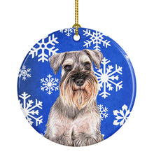 Load image into Gallery viewer, Winter Snowflakes Holiday Schnauzer Ceramic Ornament KJ1179CO1