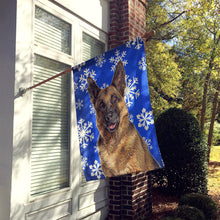 Load image into Gallery viewer, Winter Snowflakes Holiday German Shepherd Flag Canvas House Size KJ1180CHF