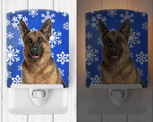 Load image into Gallery viewer, Winter Snowflakes Holiday German Shepherd Ceramic Night Light KJ1180CNL