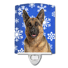 Load image into Gallery viewer, Winter Snowflakes Holiday German Shepherd Ceramic Night Light KJ1180CNL