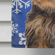 Load image into Gallery viewer, Winter Snowflakes Holiday Yorkie Puppy / Yorkshire Terrier Flag Canvas House Size KJ1181CHF