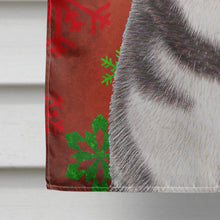 Load image into Gallery viewer, Red Snowflakes Holiday Christmas  Alaskan Malamute Flag Canvas House Size KJ1182CHF