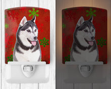 Load image into Gallery viewer, Red Snowflakes Holiday Christmas  Alaskan Malamute Ceramic Night Light KJ1182CNL