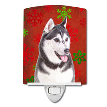 Load image into Gallery viewer, Red Snowflakes Holiday Christmas  Alaskan Malamute Ceramic Night Light KJ1182CNL