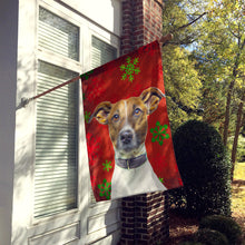 Load image into Gallery viewer, Red Snowflakes Holiday Christmas  Jack Russell Terrier Flag Canvas House Size KJ1183CHF