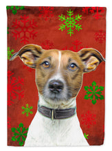 Load image into Gallery viewer, Red Snowflakes Holiday Christmas  Jack Russell Terrier Flag Canvas House Size KJ1183CHF