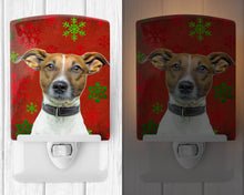 Load image into Gallery viewer, Red Snowflakes Holiday Christmas  Jack Russell Terrier Ceramic Night Light KJ1183CNL