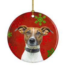 Load image into Gallery viewer, Red Snowflakes Holiday Christmas Jack Russell Terrier Ceramic Ornament KJ1183CO1