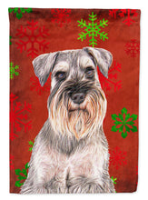 Load image into Gallery viewer, Red Snowflakes Holiday Christmas  Schnauzer Flag Canvas House Size KJ1186CHF