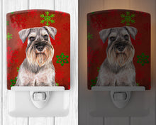 Load image into Gallery viewer, Red Snowflakes Holiday Christmas  Schnauzer Ceramic Night Light KJ1186CNL