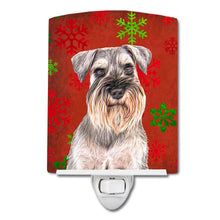 Load image into Gallery viewer, Red Snowflakes Holiday Christmas  Schnauzer Ceramic Night Light KJ1186CNL